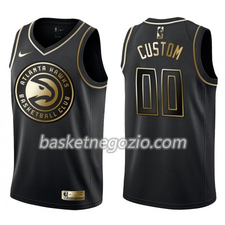 Canotte Uomo Atlanta Hawks Personalizzate Nike Nero Golden Edition Swingman